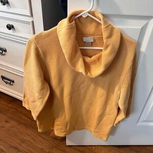 Christopher & Banks Women's Cowl Neck Sweater quarter length sleeves in Yellow